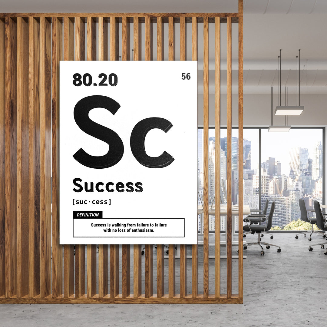 Motivační obraz Success - Bílá definice na dřevěné stěně.