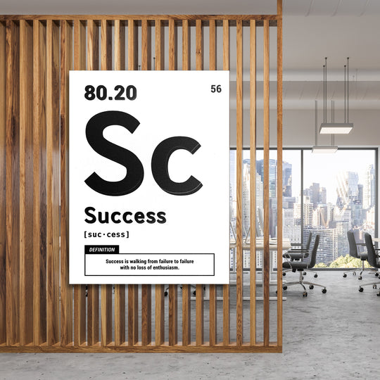 Motivační obraz Success - Bílá definice na dřevěné stěně.