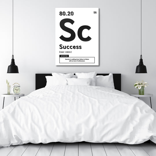 Motivační obraz Success - Bílá definice nad postelí.