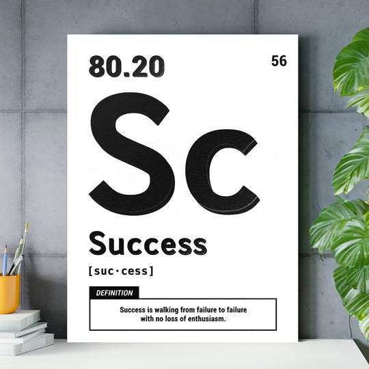 Motivační obraz Success - Bílá definice nad pracovním stolem.