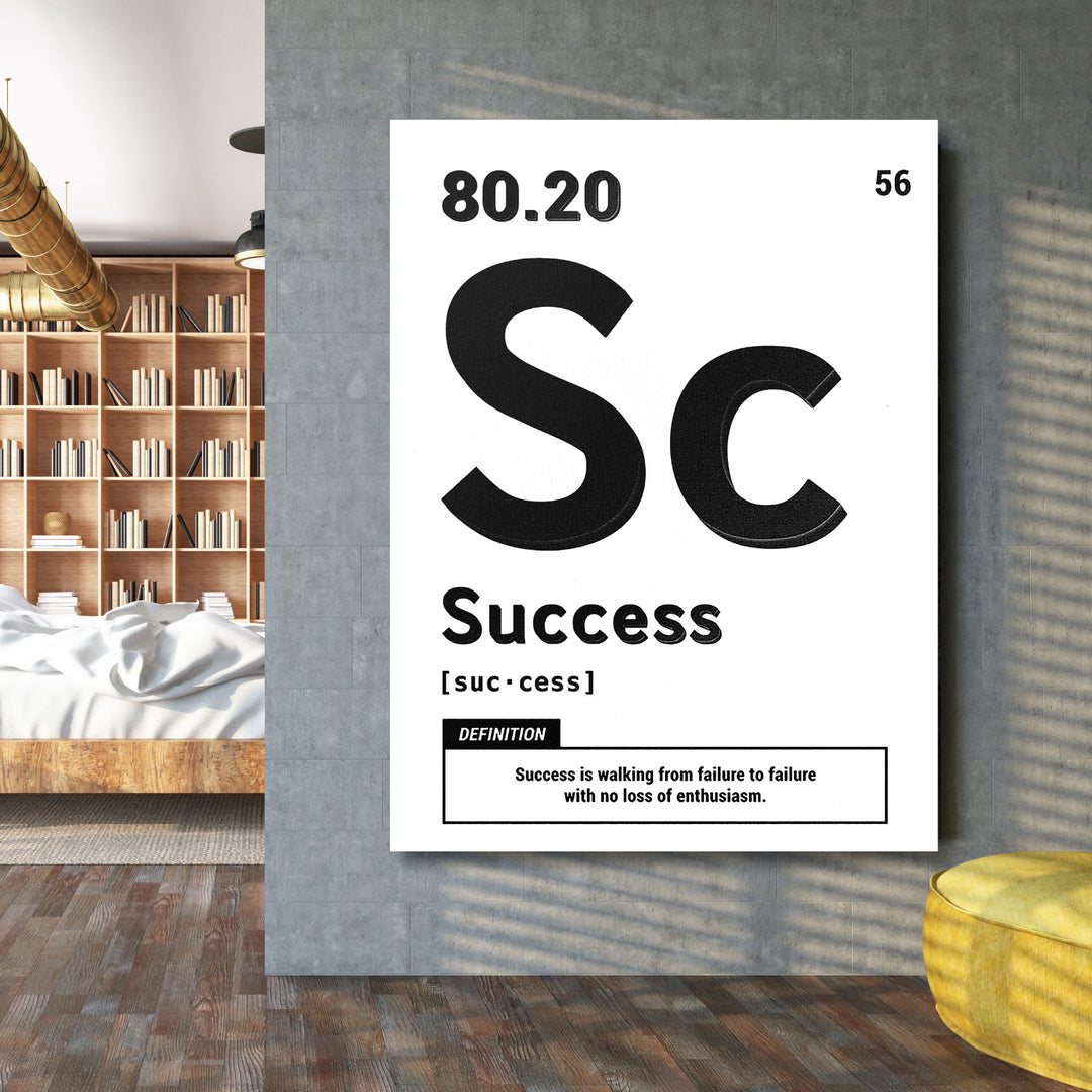 Motivační obraz Success - Bílá definice na velké stěně.