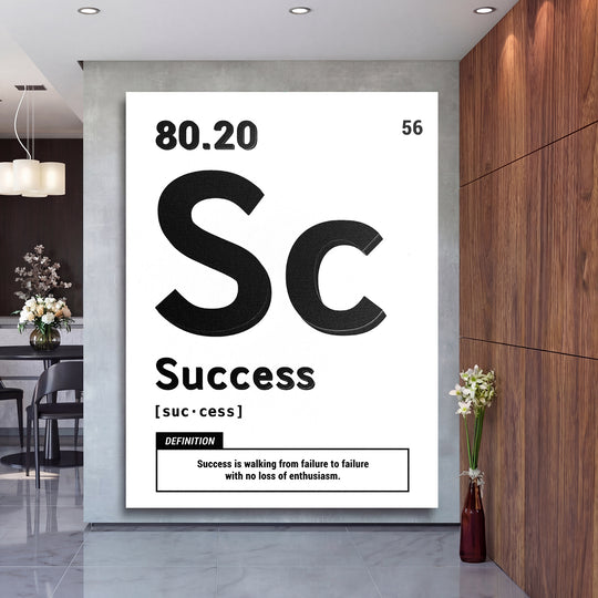 Motivační obraz Success - Bílá definice na velké stěně, druhý pohled.