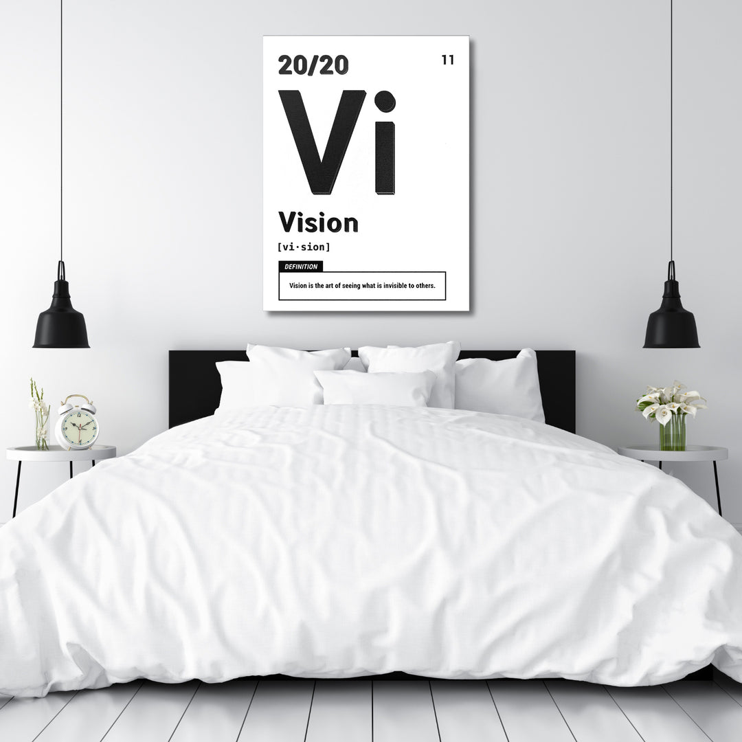 Motivační obraz Vision - Bílá definice nad postelí.