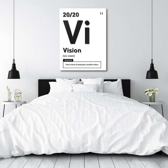 Motivační obraz Vision - Bílá definice nad postelí.