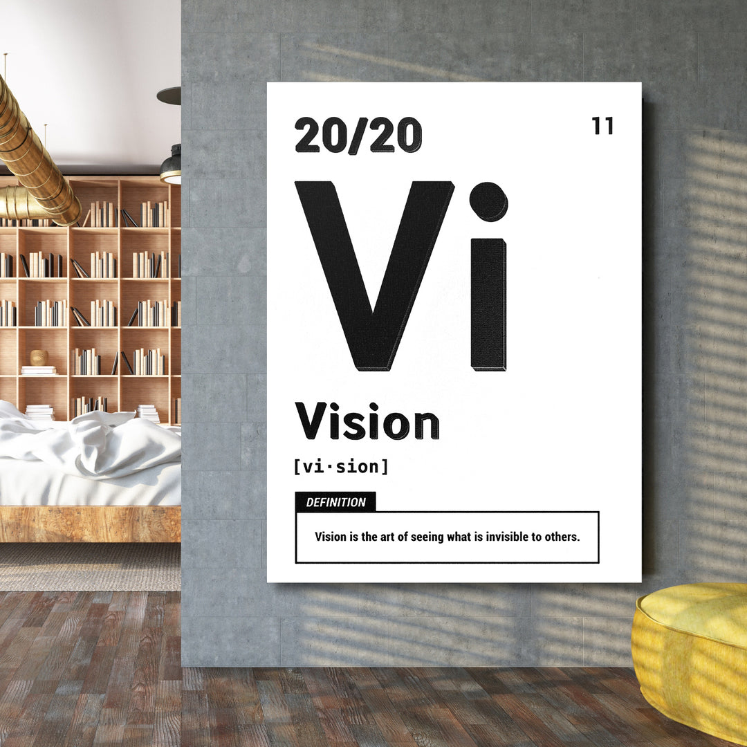 Motivační obraz Vision - Bílá definice na velké stěně.