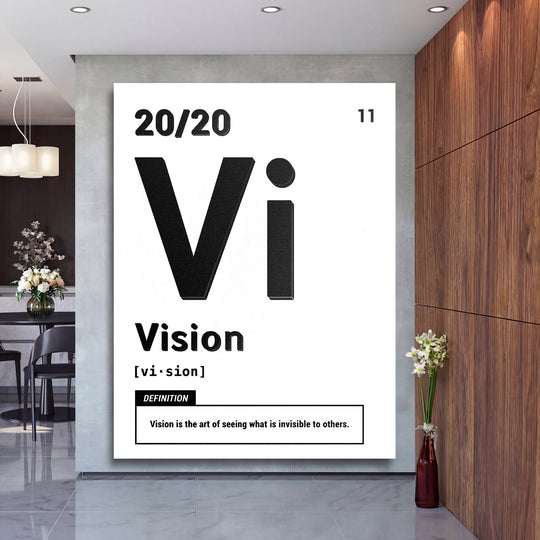 Motivační obraz Vision - Bílá definice na velké stěně, druhý pohled.