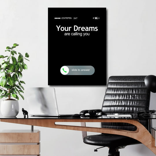 Motivační obraz Your Dreams - Příchozí hovor v kanceláři.