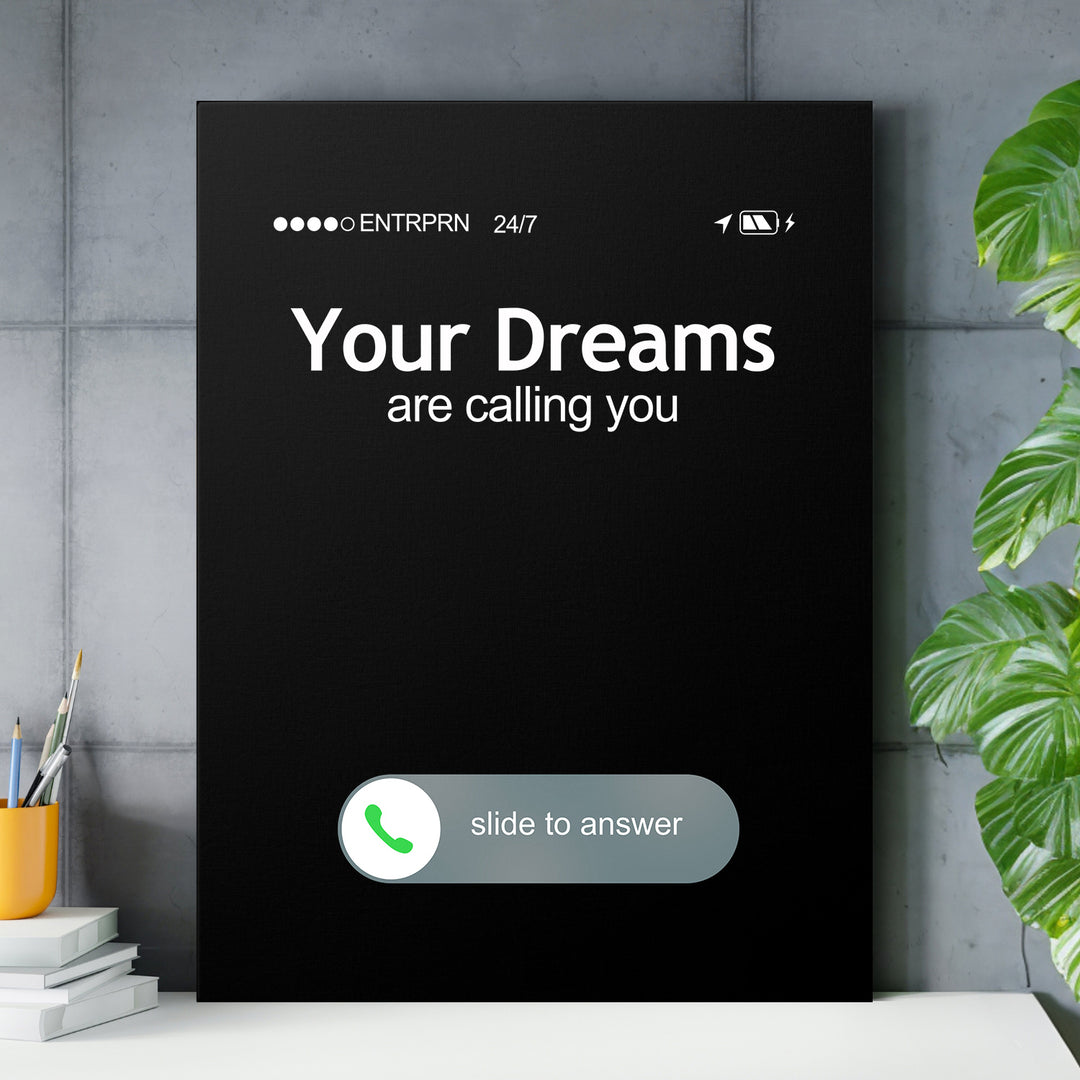 Motivační obraz Your Dreams - Příchozí hovor nad pracovním stolem.