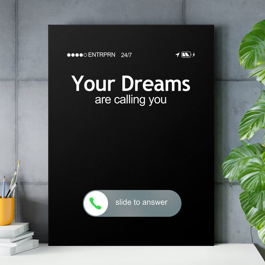 Motivační obraz Your Dreams - Příchozí hovor nad pracovním stolem.