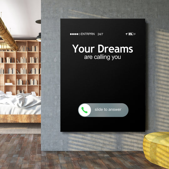 Motivační obraz Your Dreams - Příchozí hovor na velké stěně.