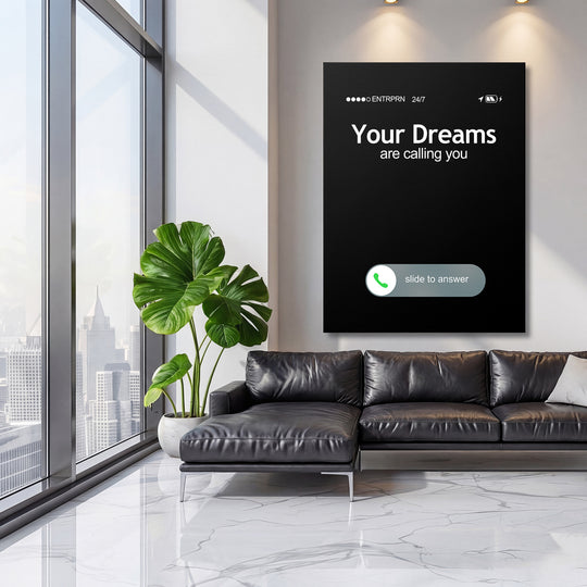 Motivační obraz Your Dreams - Příchozí hovor na velké stěně, třetí pohled.