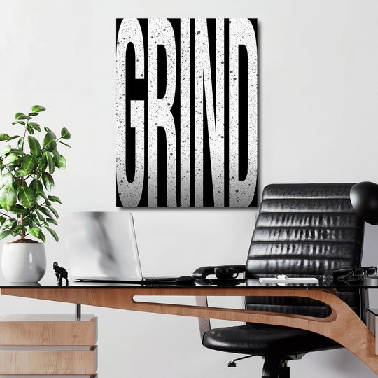 Motivační obraz Grind - Velká písmena v kanceláři.