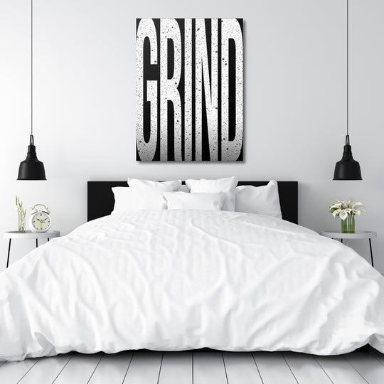 Motivační obraz Grind - Velká písmena nad postelí.