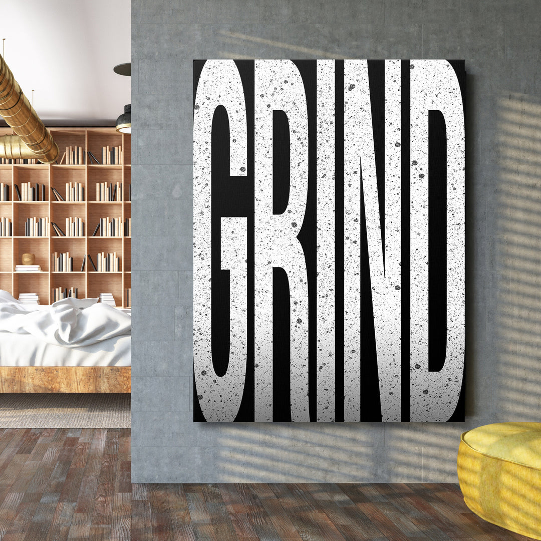 Motivační obraz Grind - Velká písmena na velké stěně.