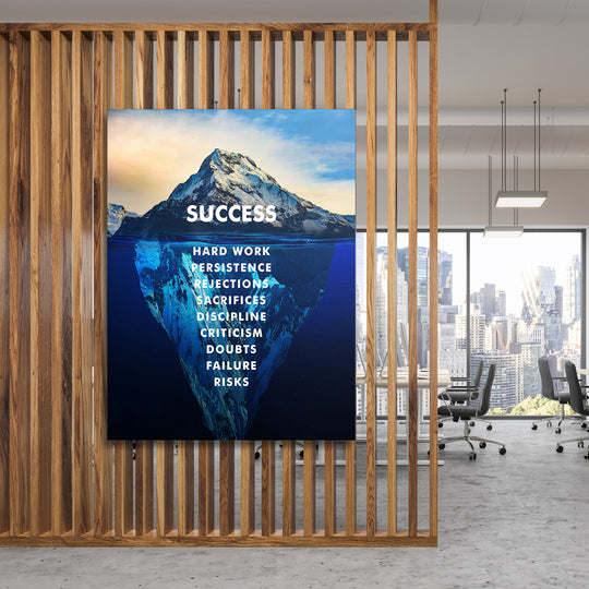 Motivační obraz Success - Skrytá masa ledu na dřevěné stěně.