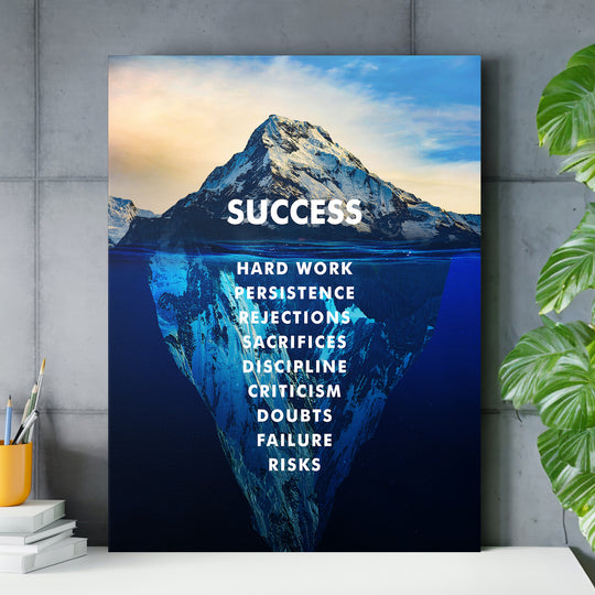Motivační obraz Success - Skrytá masa ledu nad pracovním stolem.