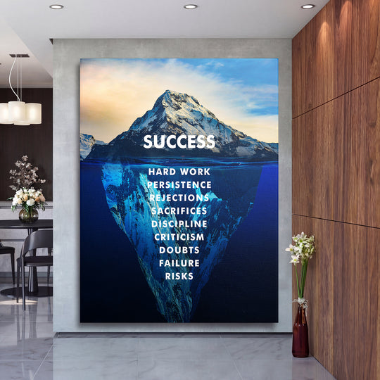 Motivační obraz Success - Skrytá masa ledu na velké stěně, druhý pohled.