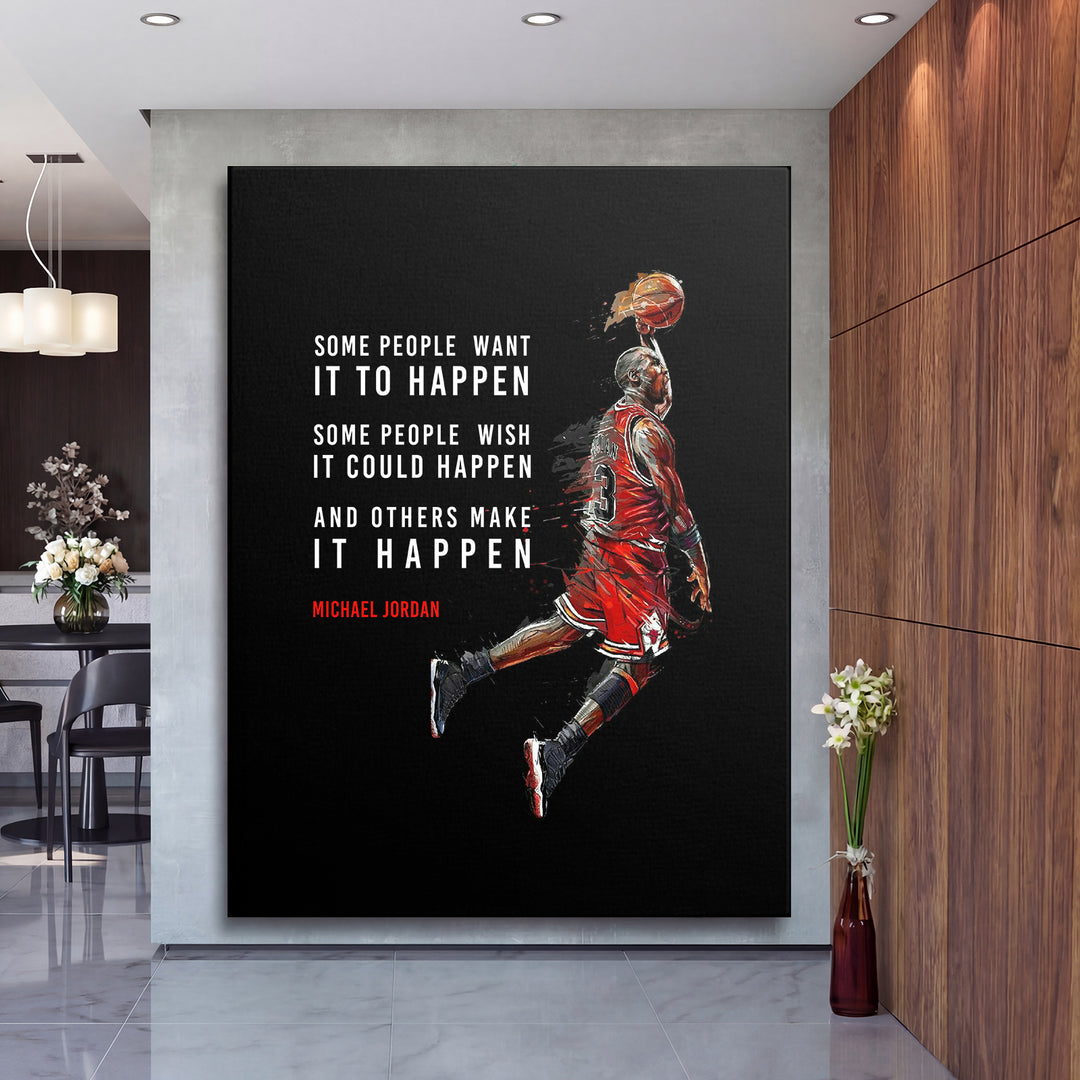 Obraz Michael Jordan - Make It Happen na velké stěně, druhý pohled.