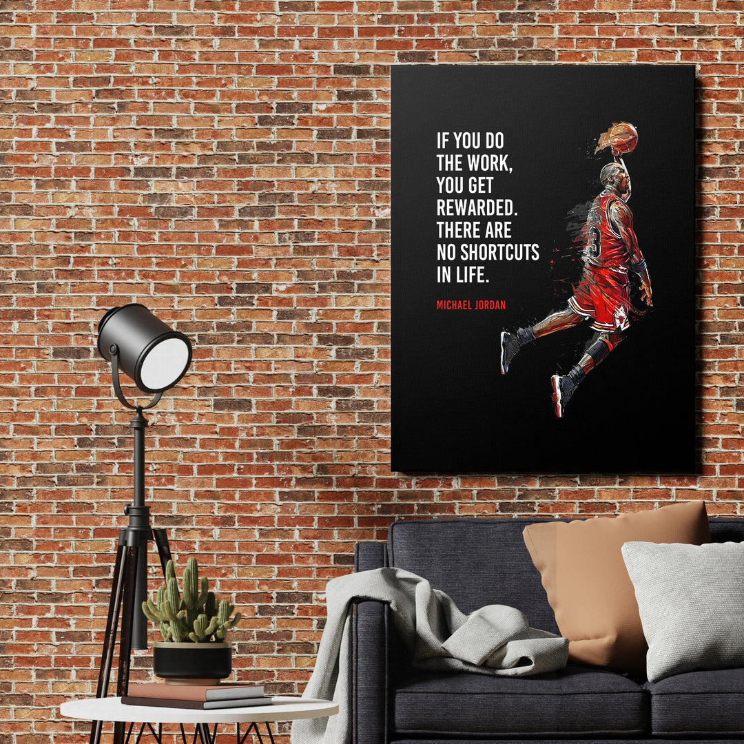 Obraz Michael Jordan - Žádné zkratky na cihlové zdi.