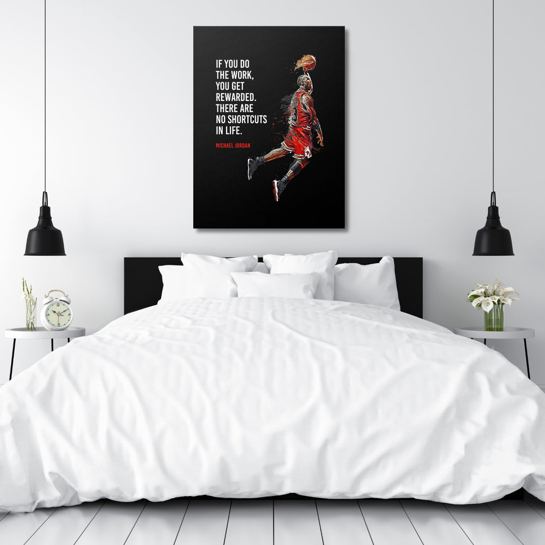 Obraz Michael Jordan - Žádné zkratky nad postelí.