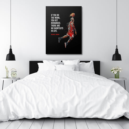Obraz Michael Jordan - Žádné zkratky nad postelí.