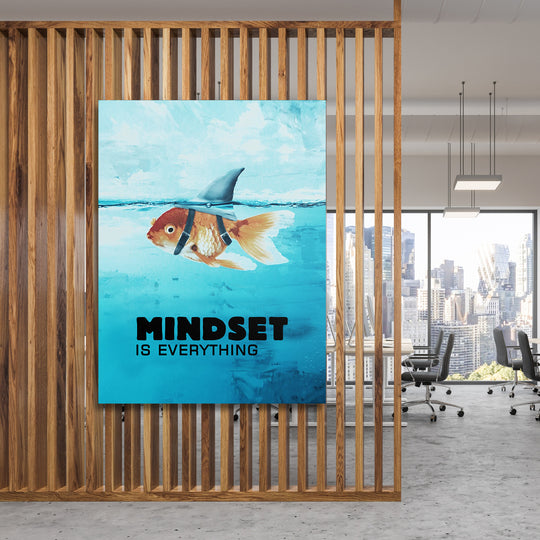 Motivační obraz - Mindset Is Everything na dřevěné stěně.