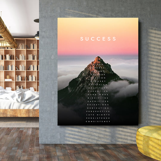 Motivační obraz Success - Nad mraky na velké stěně.