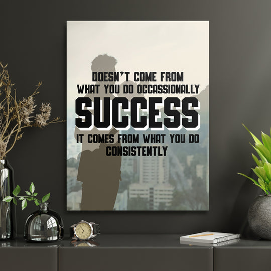 Motivační obraz Success - Každý den v interiéru s hodinami.