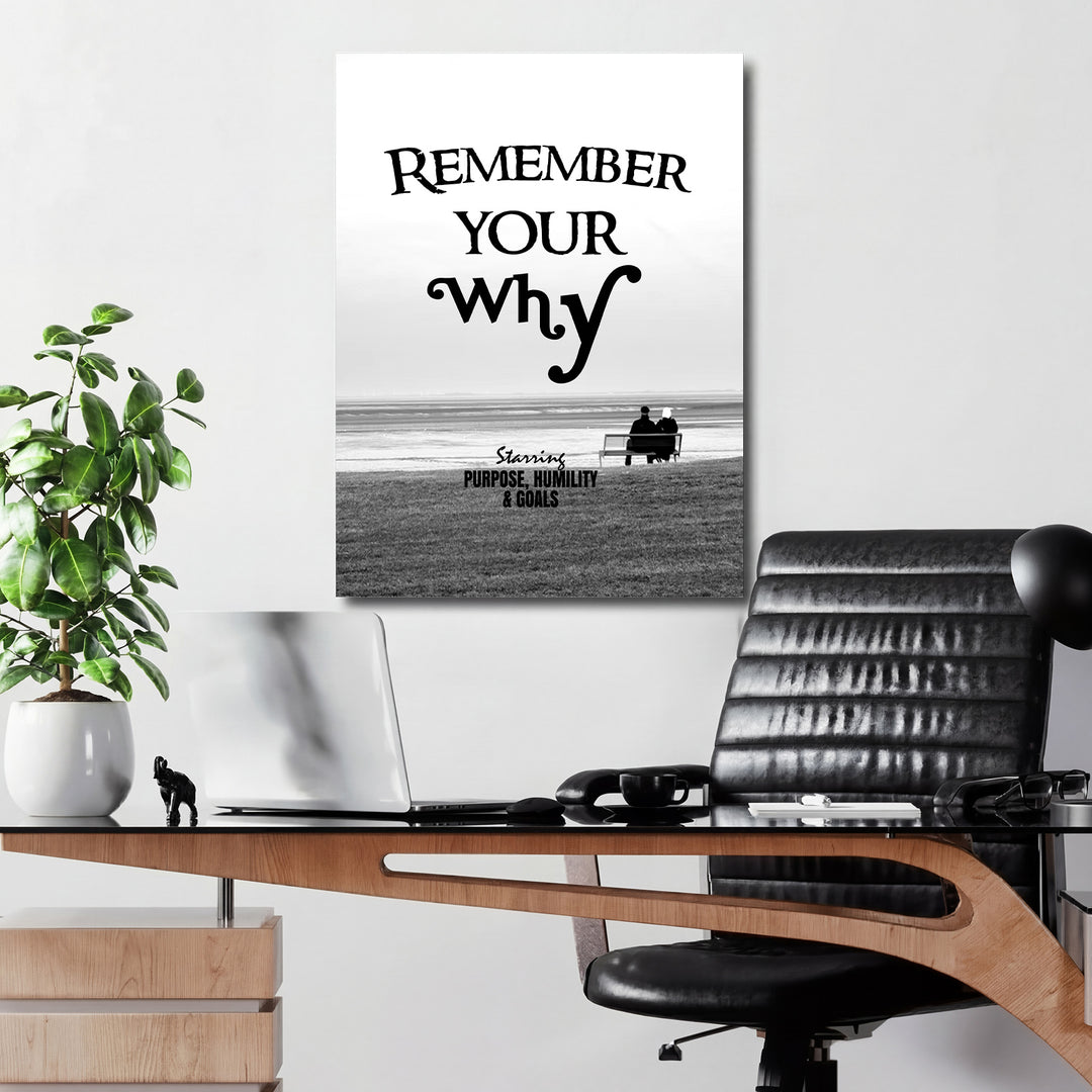 Motivační obraz - Remember Your Why v kanceláři.