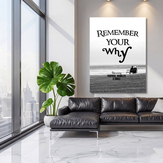 Motivační obraz - Remember Your Why na velké stěně, třetí pohled.