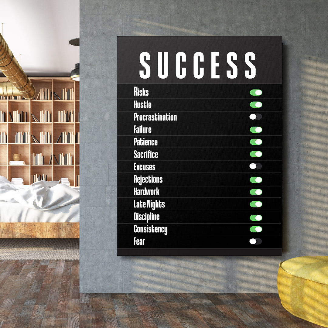 Motivační obraz Success - Zapni vytrvalost na velké stěně.