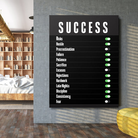 Motivační obraz Success - Zapni vytrvalost na velké stěně.