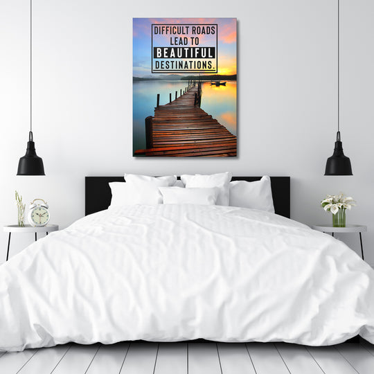 Motivační obraz - Beautiful Destinations nad postelí.