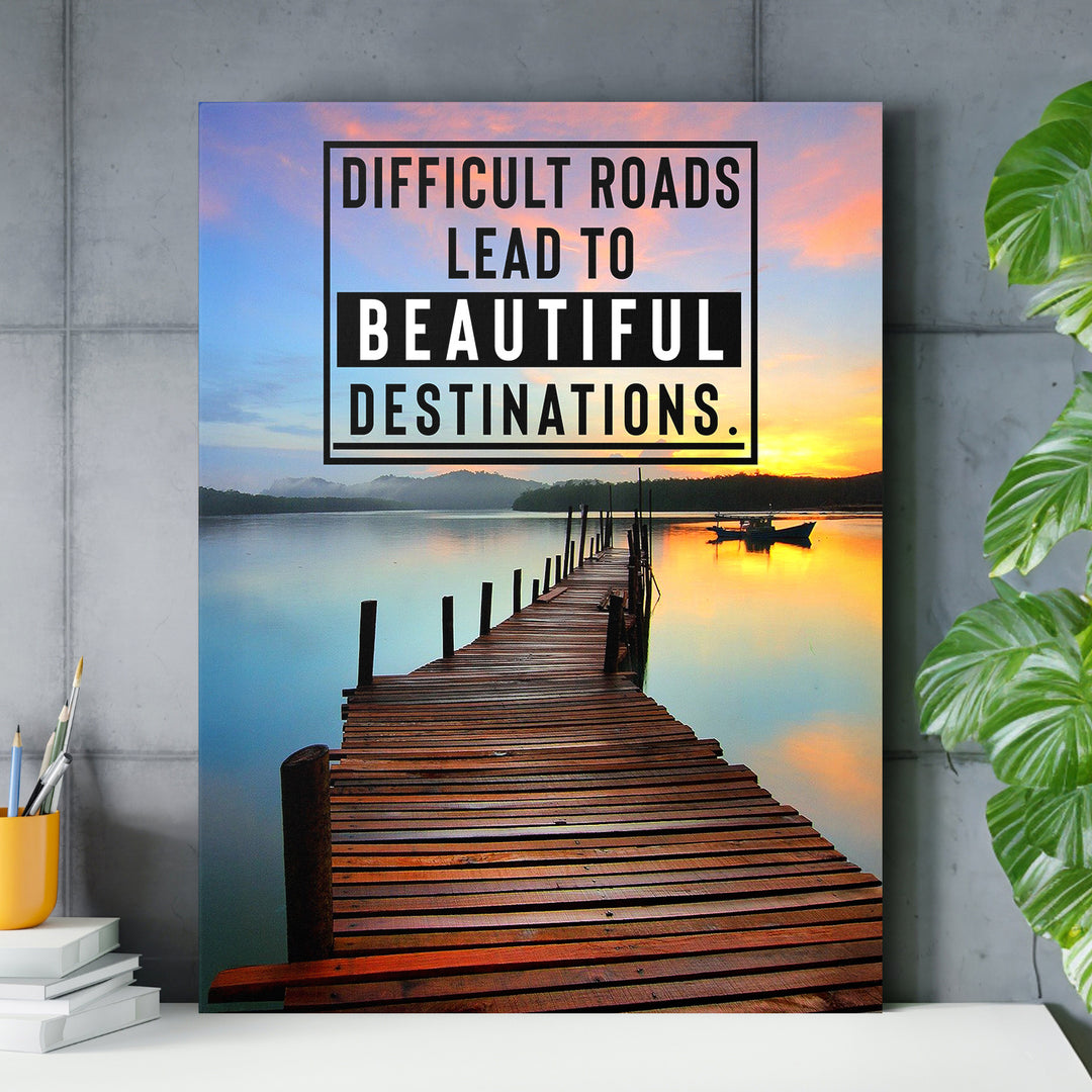 Motivační obraz - Beautiful Destinations nad pracovním stolem.