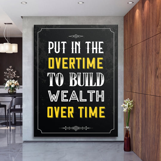 Motivační obraz - Wealth Over Time na velké stěně, druhý pohled.