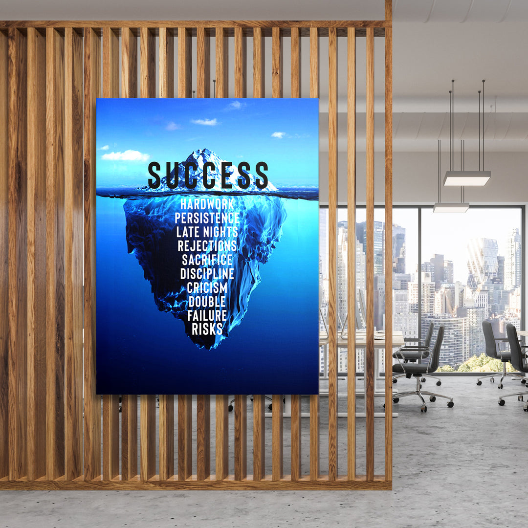 Motivační obraz Success - Pod hladinou na dřevěné stěně.
