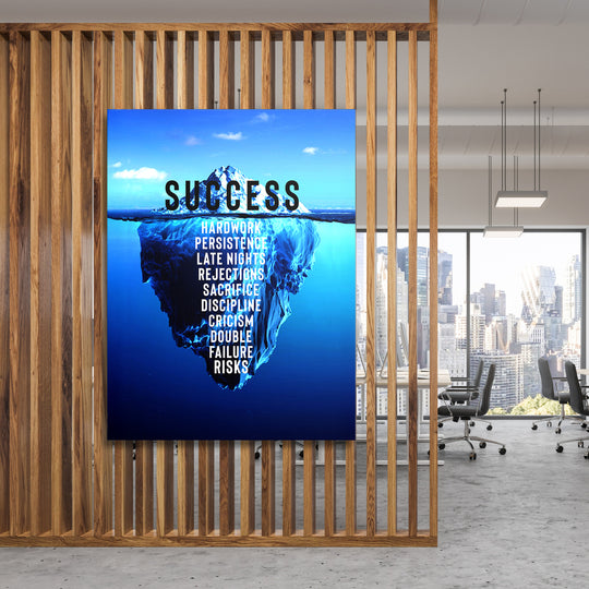 Motivační obraz Success - Pod hladinou na dřevěné stěně.