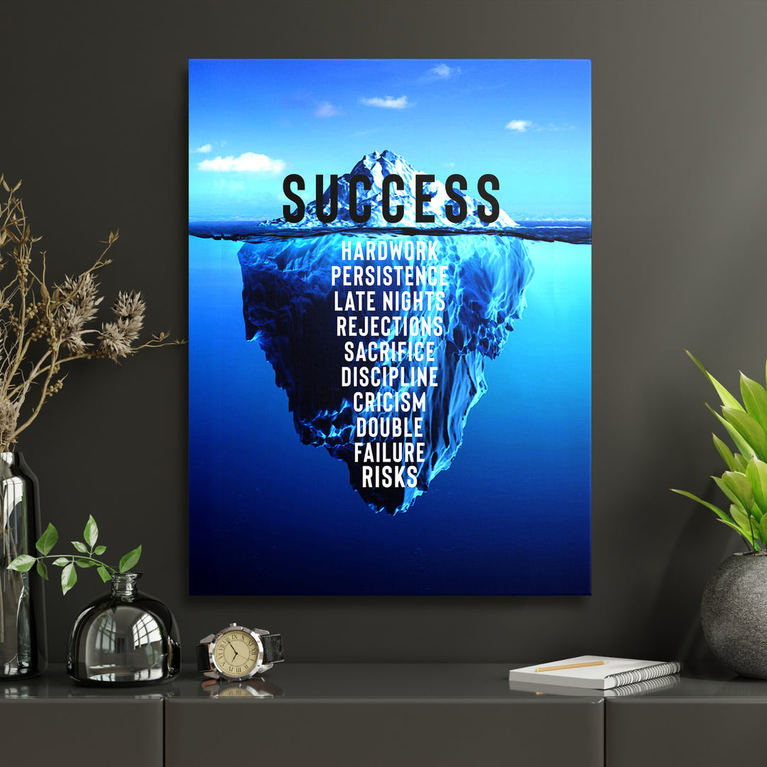 Motivační obraz Success - Pod hladinou v interiéru s hodinami.