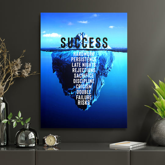 Motivační obraz Success - Pod hladinou v interiéru s hodinami.