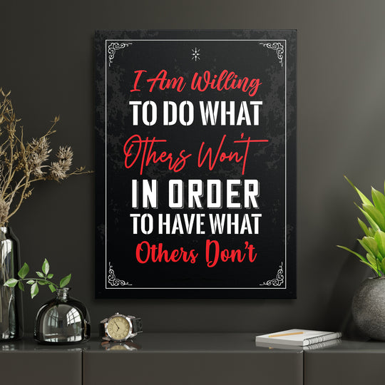Motivační obraz - I Am Willing v interiéru s hodinami.
