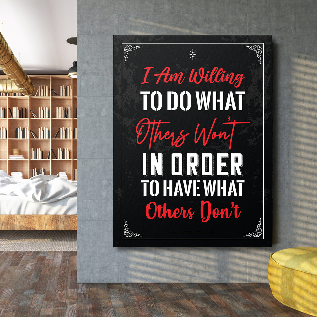 Motivační obraz - I Am Willing na velké stěně.