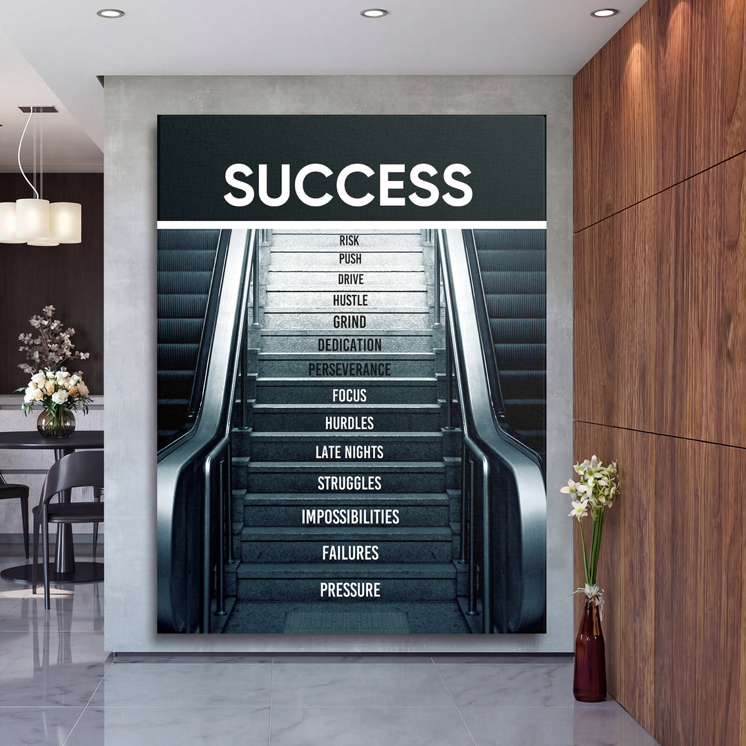 Motivační obraz Success - Dvě cesty vzhůru na velké stěně, druhý pohled.