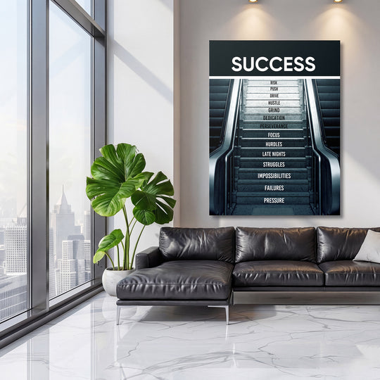 Motivační obraz Success - Dvě cesty vzhůru na velké stěně, třetí pohled.