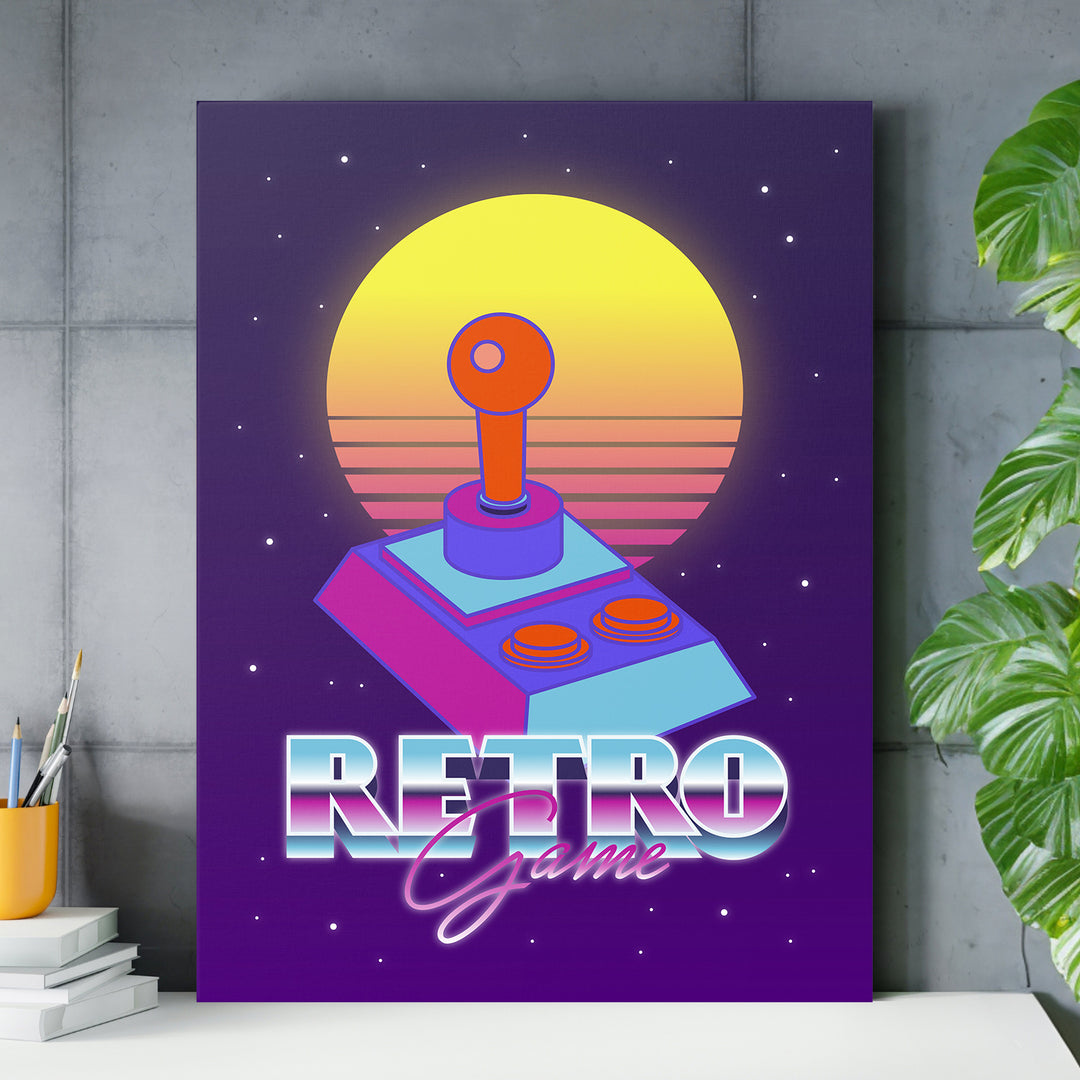 Herní obraz Retro Game - Joystick nad pracovním stolem.