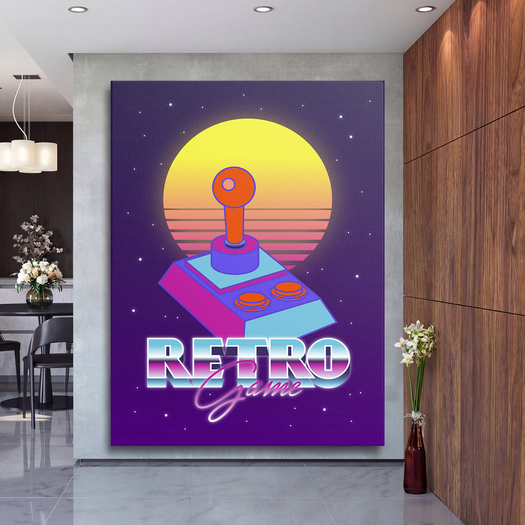 Herní obraz Retro Game - Joystick na velké stěně, druhý pohled.