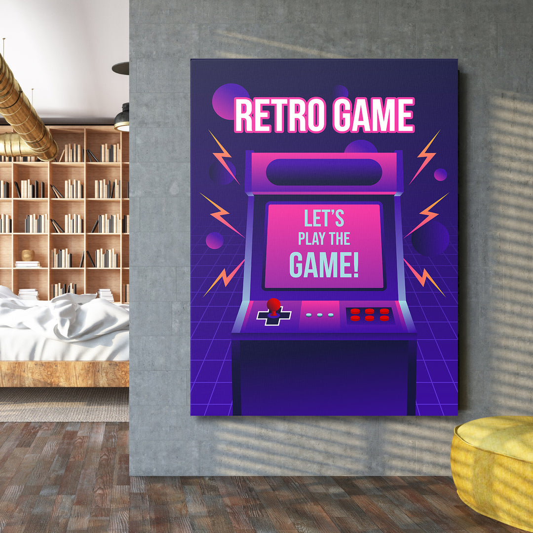 Herní obraz Retro Game - Let's Play the Game na velké stěně.