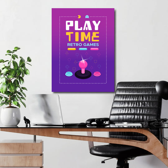 Herní obraz Play Time - Růžový joystick v kanceláři.