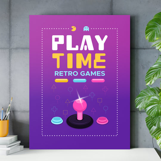 Herní obraz Play Time - Růžový joystick nad pracovním stolem.