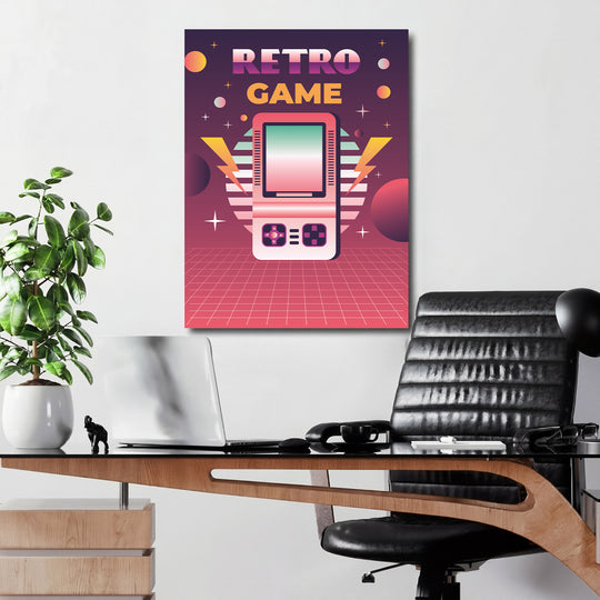 Herní obraz Retro Game - Kapesní konzole v kanceláři.