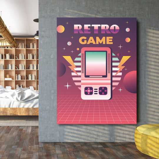Herní obraz Retro Game - Kapesní konzole na velké stěně.